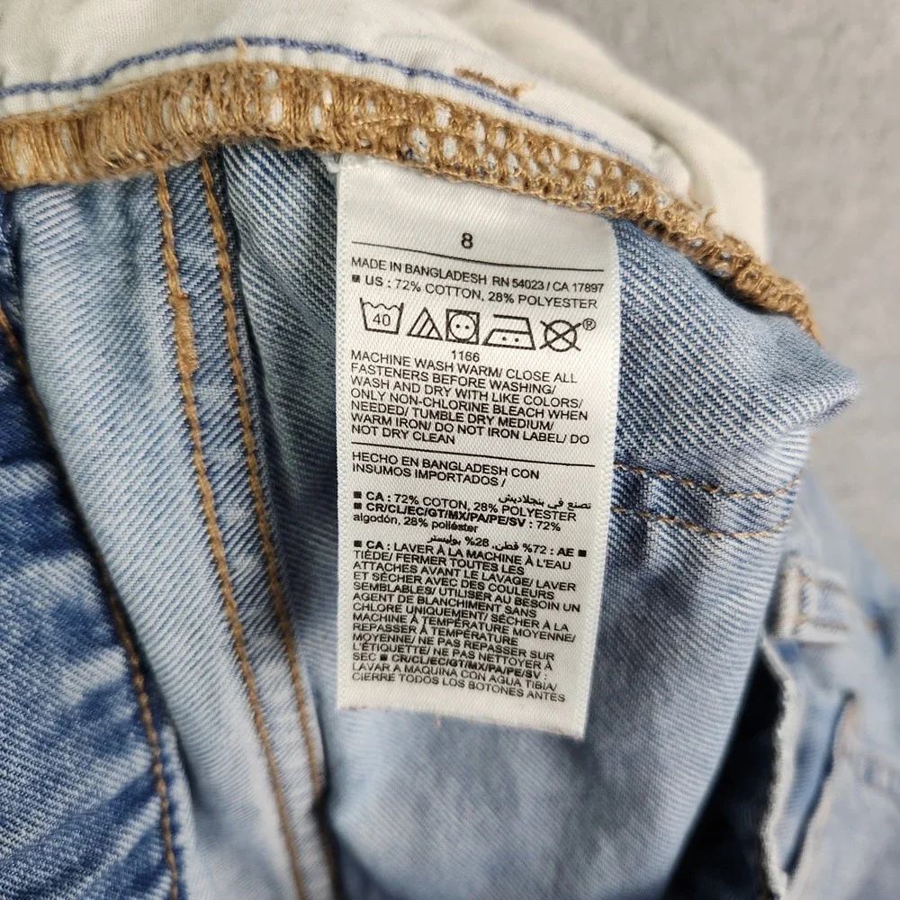 Old Navy Jeans Girls Size 8 Blue Denim Baggy Wide Leg High‎ Rise Built-In Tough